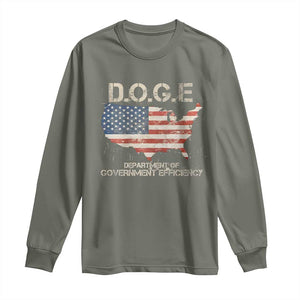 D.O.G.E. DOGE Department of Government Efficiency Long Sleeve Shirt American Flag US Map TS10 Military Green Print Your Wear