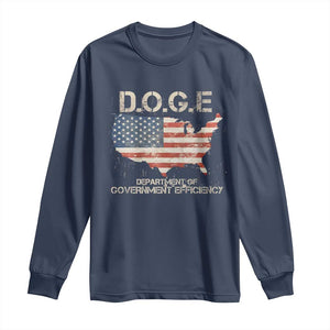 D.O.G.E. DOGE Department of Government Efficiency Long Sleeve Shirt American Flag US Map TS10 Navy Print Your Wear