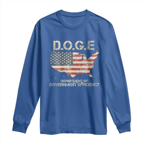 D.O.G.E. DOGE Department of Government Efficiency Long Sleeve Shirt American Flag US Map TS10 Royal Blue Print Your Wear