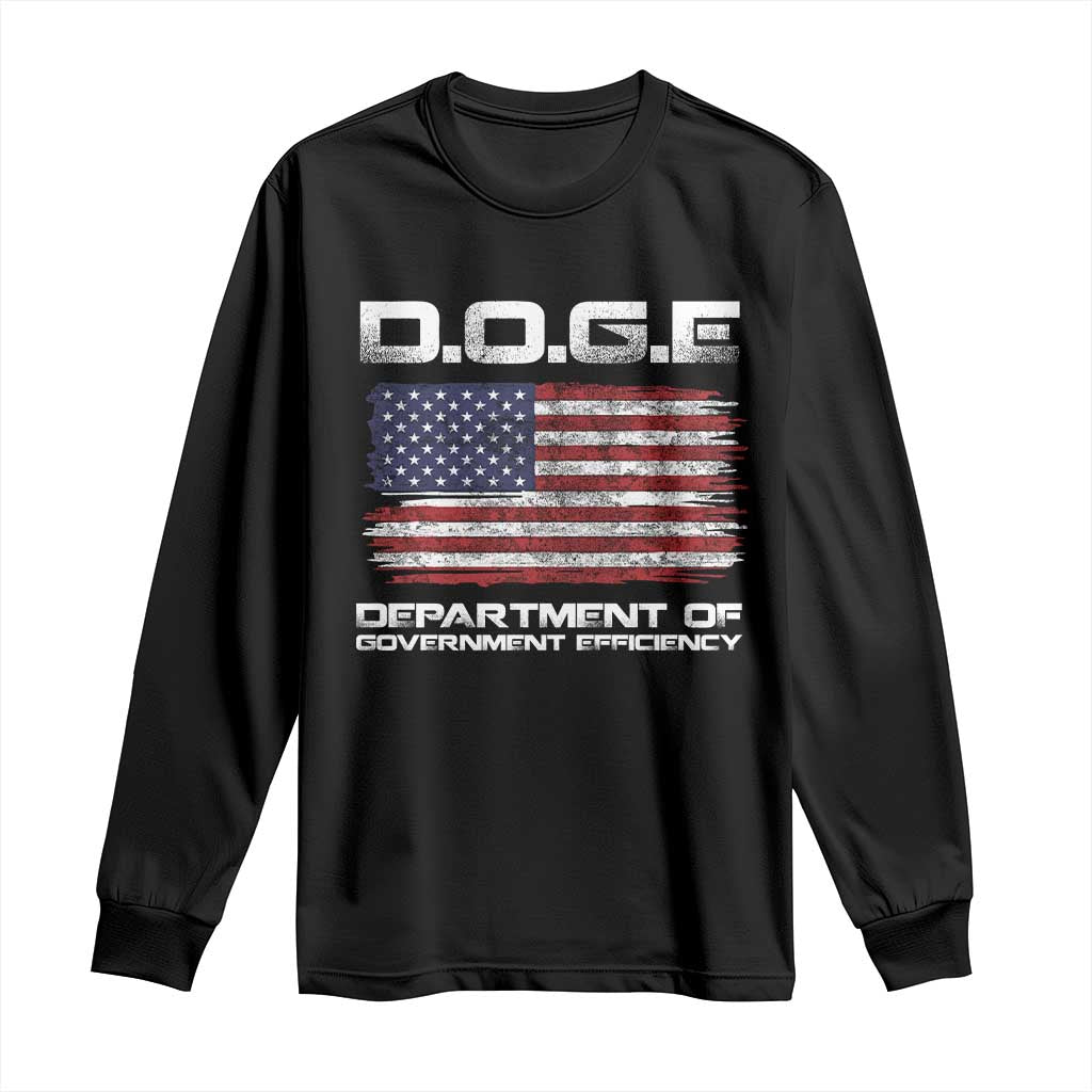 DOGE Department of Government Efficiency US Flag Long Sleeve Shirt TS10 Black Print Your Wear