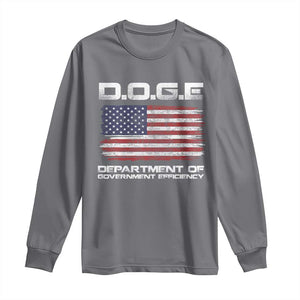 DOGE Department of Government Efficiency US Flag Long Sleeve Shirt TS10 Charcoal Print Your Wear