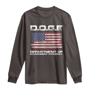 DOGE Department of Government Efficiency US Flag Long Sleeve Shirt TS10 Dark Chocolate Print Your Wear