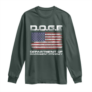 DOGE Department of Government Efficiency US Flag Long Sleeve Shirt TS10 Dark Forest Green Print Your Wear