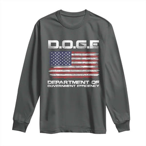 DOGE Department of Government Efficiency US Flag Long Sleeve Shirt TS10 Dark Heather Print Your Wear