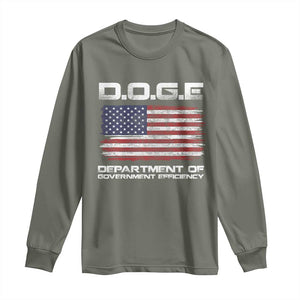 DOGE Department of Government Efficiency US Flag Long Sleeve Shirt TS10 Military Green Print Your Wear