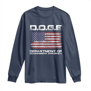 DOGE Department of Government Efficiency US Flag Long Sleeve Shirt TS10 Navy Print Your Wear