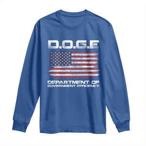 DOGE Department of Government Efficiency US Flag Long Sleeve Shirt TS10 Royal Blue Print Your Wear