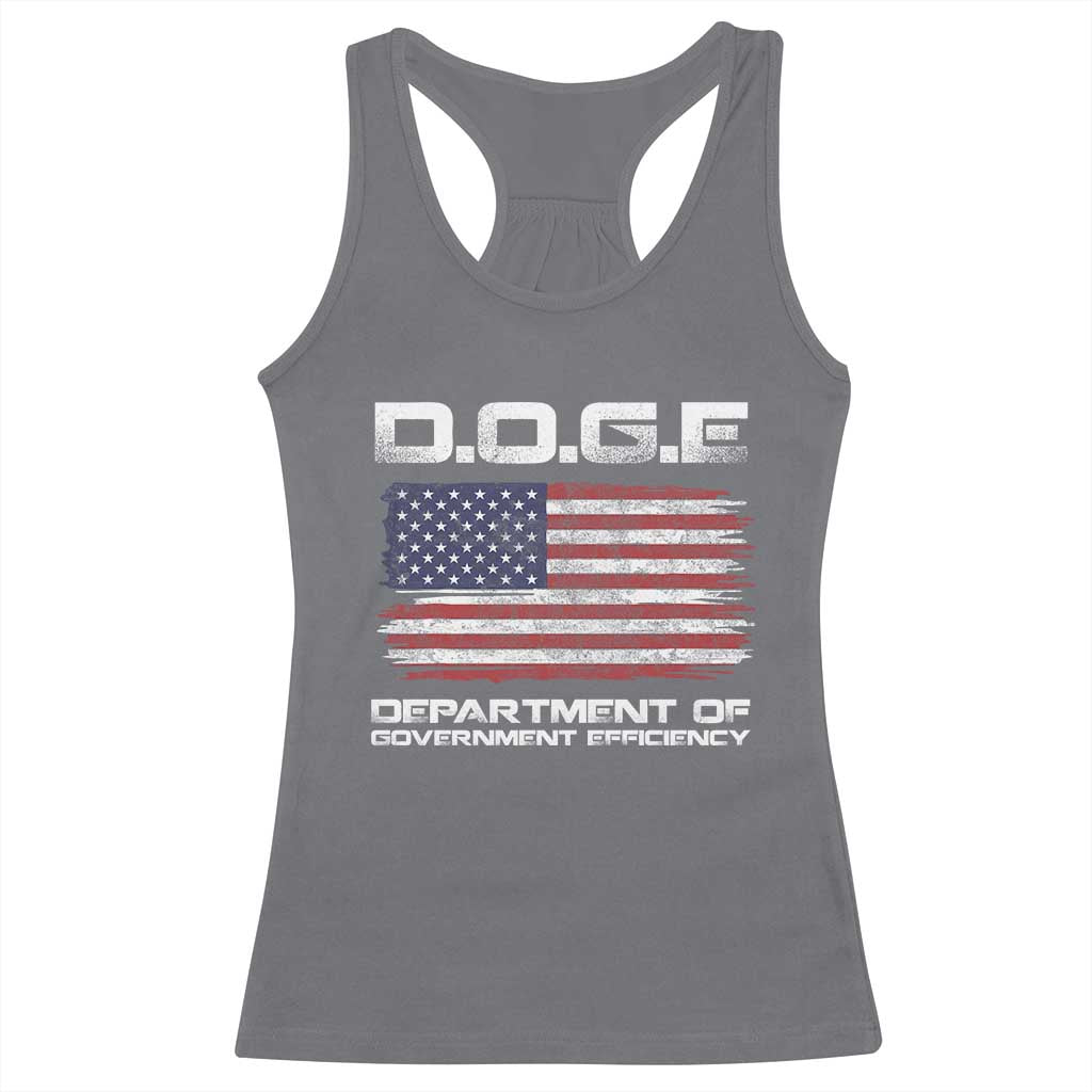 DOGE Department of Government Efficiency US Flag Racerback Tank Top TS10 Charcoal Print Your Wear