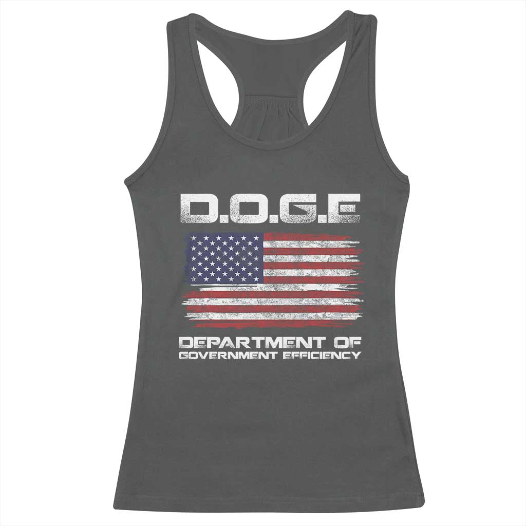 DOGE Department of Government Efficiency US Flag Racerback Tank Top TS10 Dark Heather Print Your Wear
