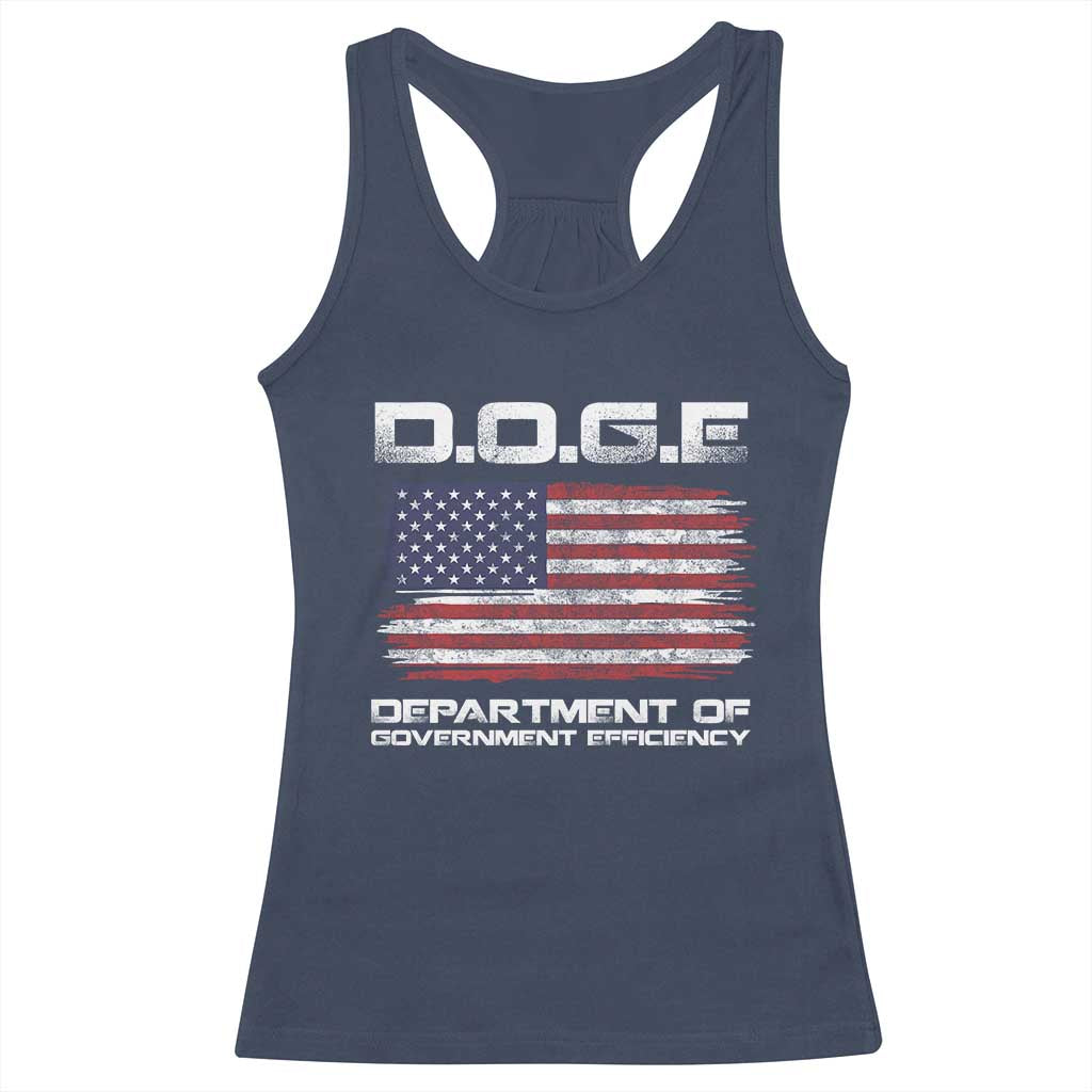 DOGE Department of Government Efficiency US Flag Racerback Tank Top TS10 Navy Print Your Wear