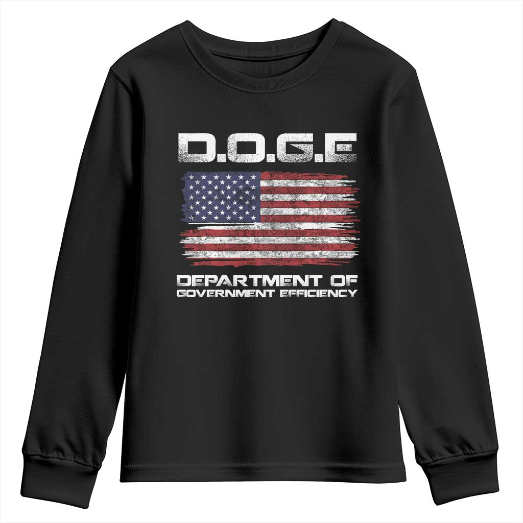 DOGE Department of Government Efficiency US Flag Youth Sweatshirt TS10 Black Print Your Wear