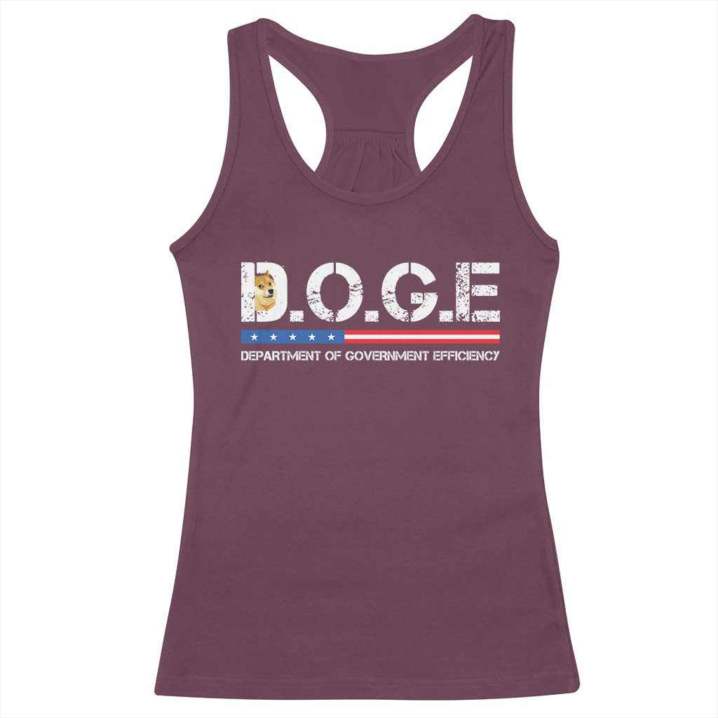DOGE Department of Government Efficiency Racerback Tank Top TS10 Maroon Print Your Wear