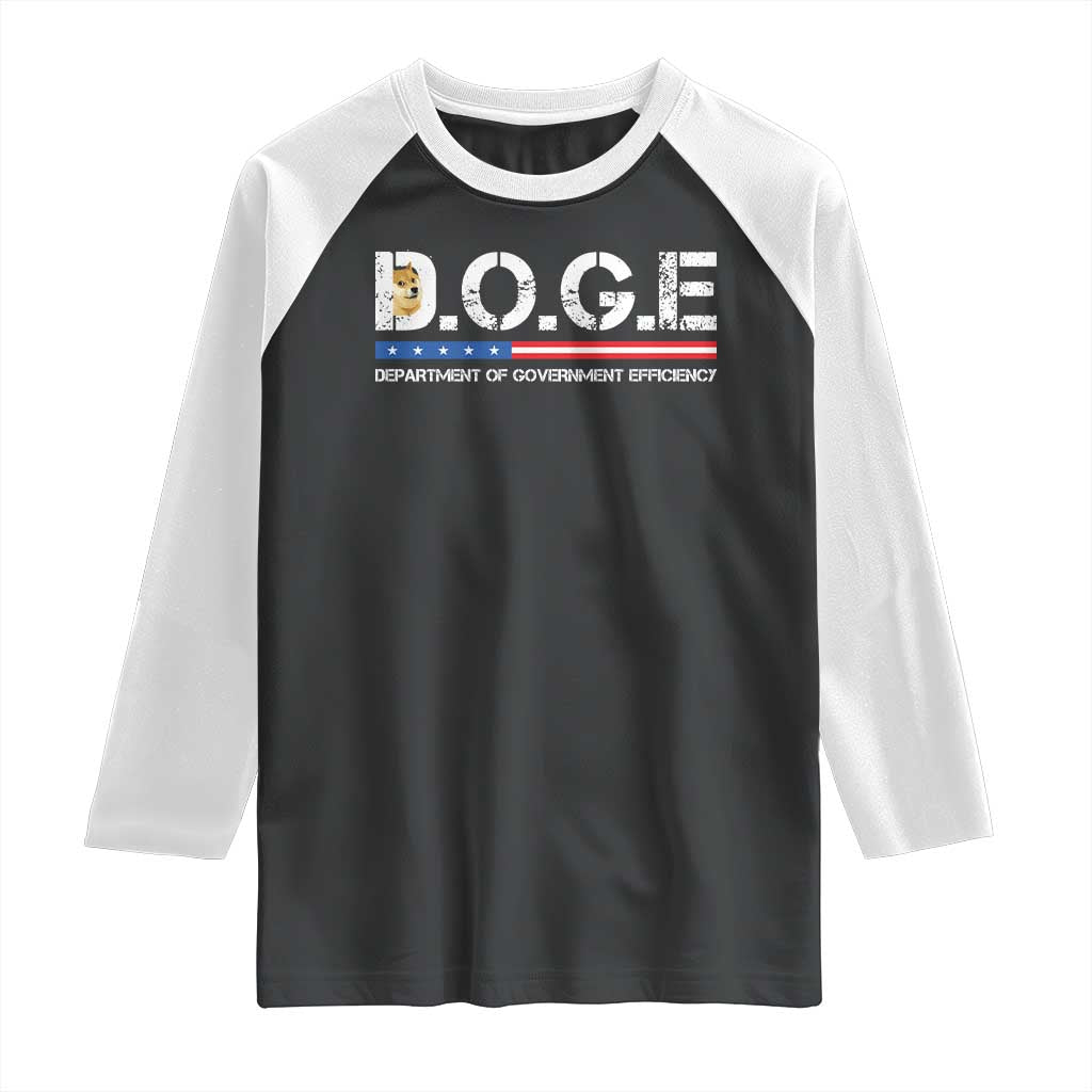 DOGE Department of Government Efficiency Raglan Shirt TS10 Black White Print Your Wear