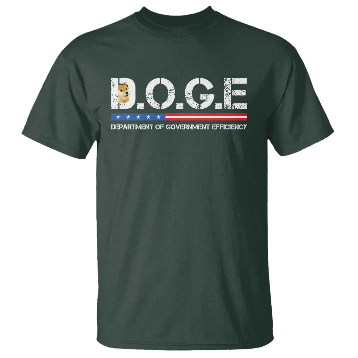 DOGE Department of Government Efficiency T Shirt TS10 Dark Forest Green Print Your Wear