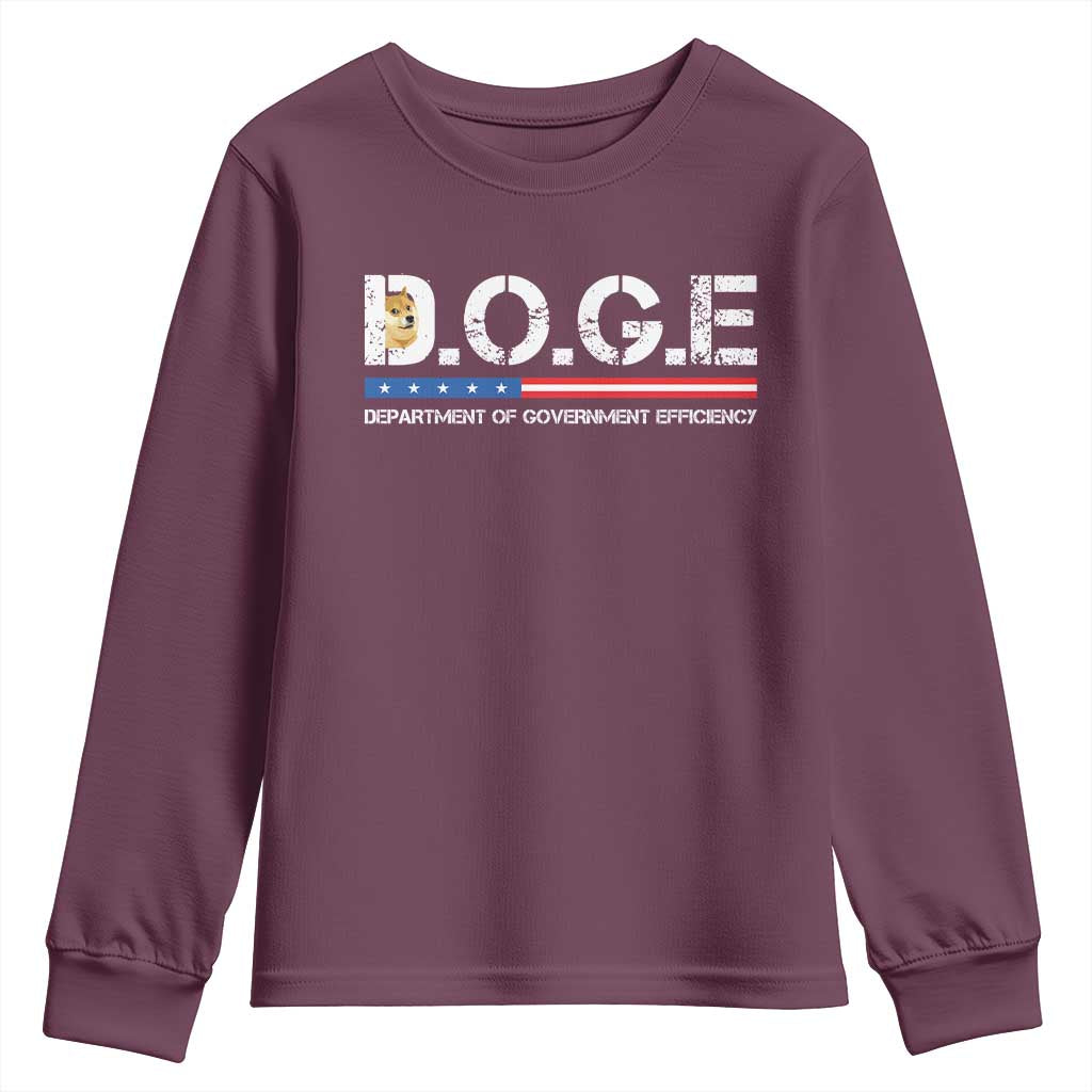 DOGE Department of Government Efficiency Youth Sweatshirt TS10 Maroon Print Your Wear