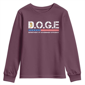 DOGE Department of Government Efficiency Youth Sweatshirt TS10 Maroon Print Your Wear