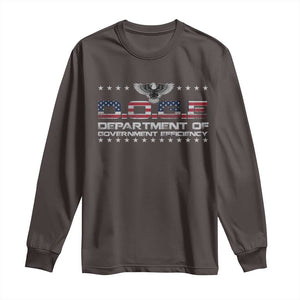 D.O.G.E. DOGE Department of Government Efficiency Long Sleeve Shirt American Flag Eagle TS10 Dark Chocolate Print Your Wear