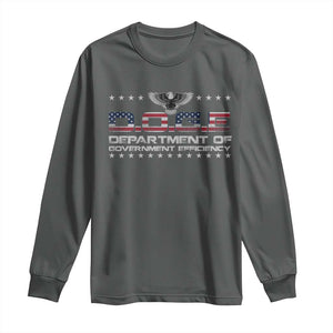 D.O.G.E. DOGE Department of Government Efficiency Long Sleeve Shirt American Flag Eagle TS10 Dark Heather Print Your Wear