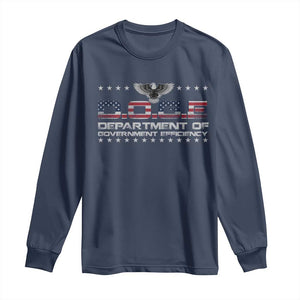 D.O.G.E. DOGE Department of Government Efficiency Long Sleeve Shirt American Flag Eagle TS10 Navy Print Your Wear