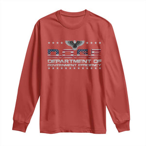 D.O.G.E. DOGE Department of Government Efficiency Long Sleeve Shirt American Flag Eagle TS10 Red Print Your Wear