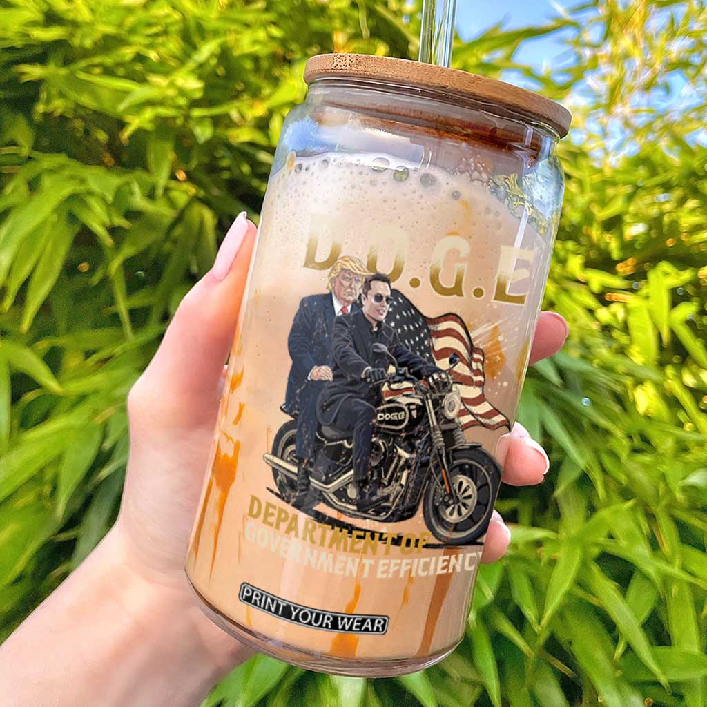 DOGE Department of Government Efficiency Glass Can Funny Trump Musk Cool Motorbike TS10 Black Print Your Wear