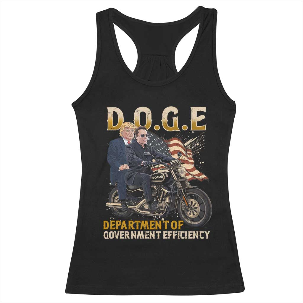 DOGE Department of Government Efficiency Racerback Tank Top Funny Trump Musk Cool Motorbike TS10 Black Print Your Wear