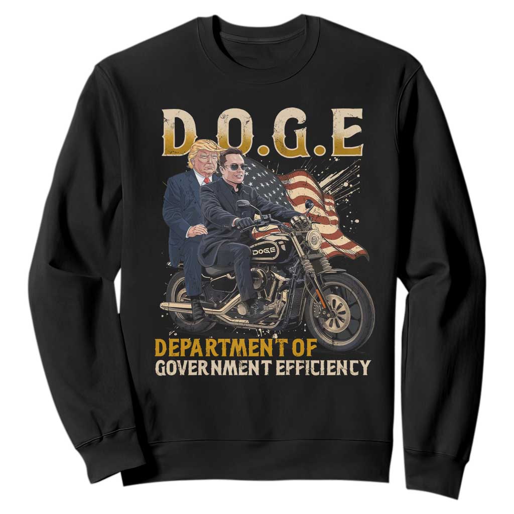 DOGE Department of Government Efficiency Sweatshirt Funny Trump Musk Cool Motorbike TS10 Black Print Your Wear