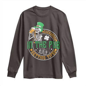 St Patricks Day Pub Long Sleeve Shirt Everybody In The Pub Getting Tipsy TS10 Dark Chocolate Print Your Wear