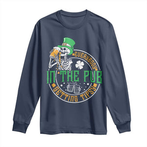 St Patricks Day Pub Long Sleeve Shirt Everybody In The Pub Getting Tipsy TS10 Navy Print Your Wear