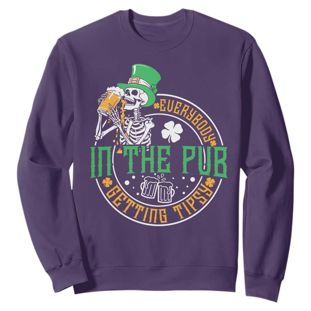 St Patricks Day Pub Sweatshirt Everybody In The Pub Getting Tipsy TS10 Purple Print Your Wear
