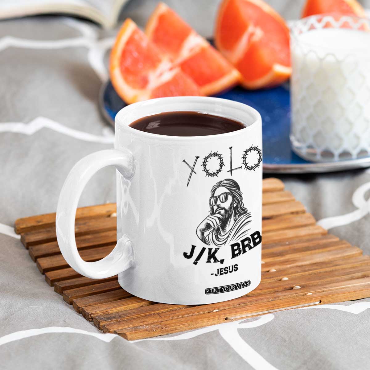Yolo Jk BRB Jesus Coffee Mug Funny Easter Day Ressurection Christians TS10 Print Your Wear
