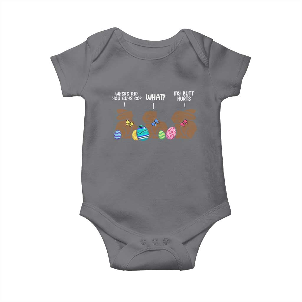 Funny Easter Bunny Baby Onesie Chocolate Rabbit Where Did You Guys Go TS10 Charcoal Print Your Wear