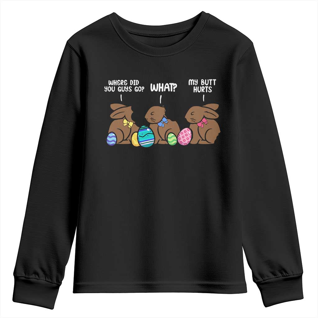 Funny Easter Bunny Youth Sweatshirt Chocolate Rabbit Where Did You Guys Go TS10 Black Print Your Wear