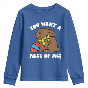 Funny Easter Bunny Youth Sweatshirt Chocolate Rabbit You Want Piece Of Me TS10 Royal Blue Print Your Wear