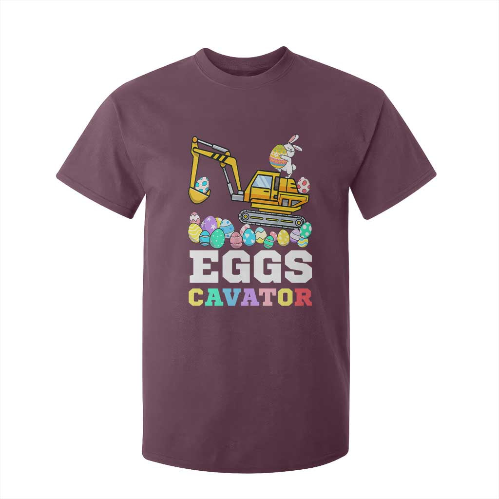 Easter Eggs-Cavator T Shirt For Kid Bunny Excavator TS10 Maroon Print Your Wear