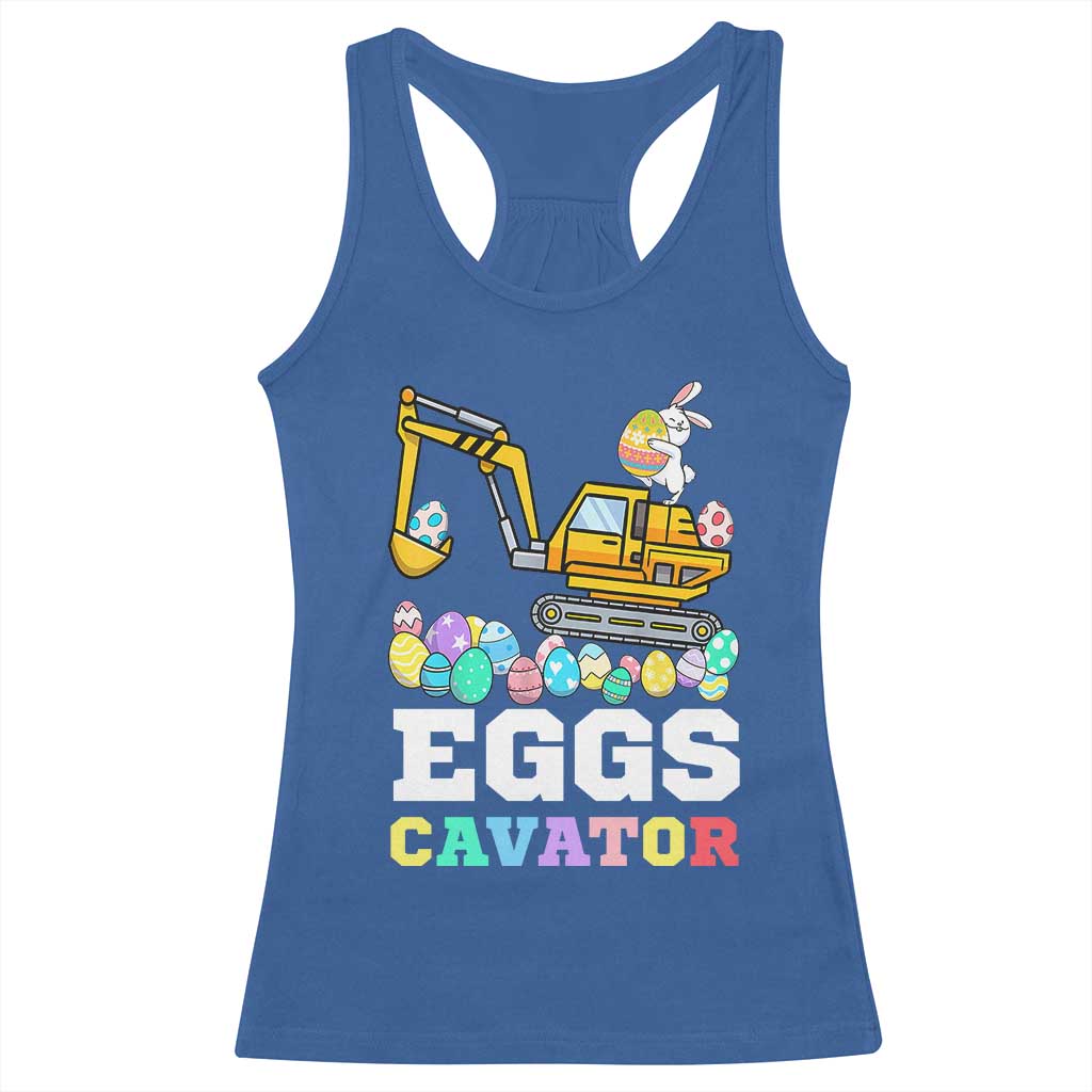 Easter Eggs-Cavator Racerback Tank Top Bunny Excavator TS10 Royal Blue Print Your Wear
