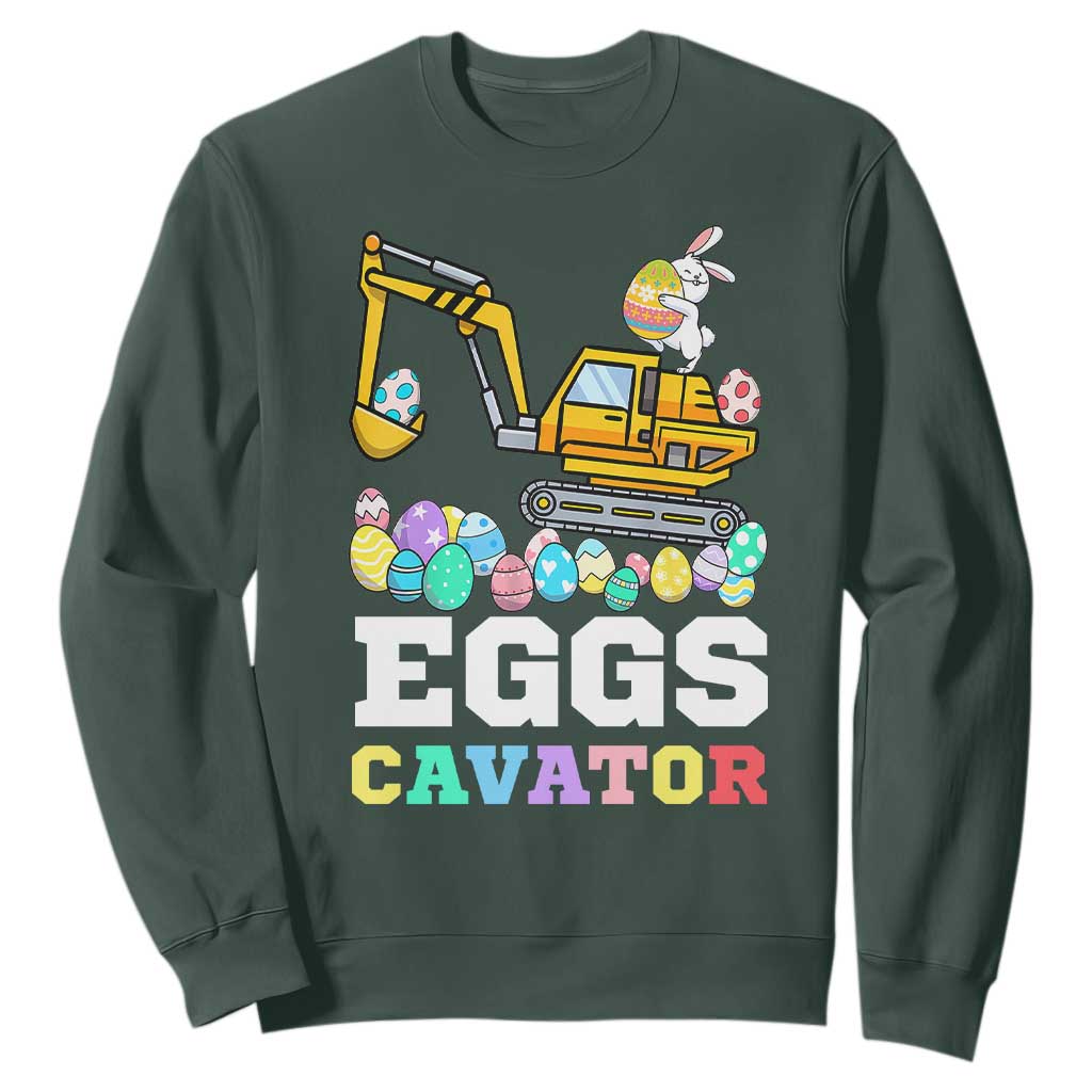 Easter Eggs-Cavator Sweatshirt Bunny Excavator TS10 Dark Forest Green Print Your Wear