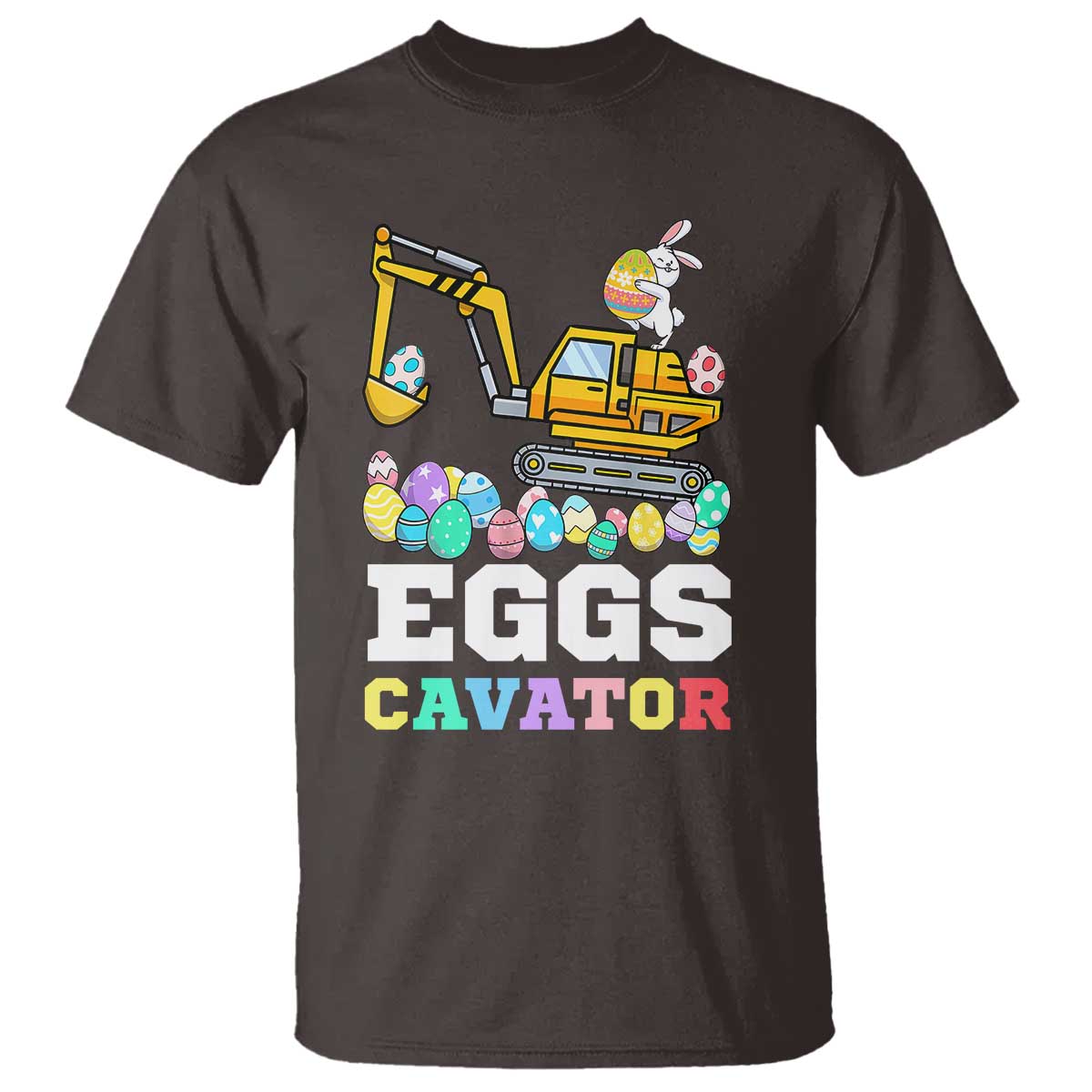 Easter Eggs-Cavator T Shirt Bunny Excavator TS10 Dark Chocolate Print Your Wear