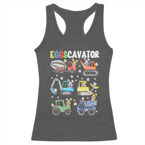 Easter Eggs-Cavator Racerback Tank Top Bunny Excavator Construction Trucks TS10 Dark Heather Print Your Wear