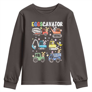 Easter Eggs-Cavator Youth Sweatshirt Bunny Excavator Construction Trucks TS10 Dark Chocolate Print Your Wear