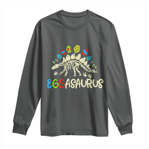 Easter Dinosaur Long Sleeve Shirt Kids Eggasaurus Easter Stegosaurus Dino Toddler Boys TS10 Dark Heather Print Your Wear