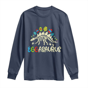 Easter Dinosaur Long Sleeve Shirt Kids Eggasaurus Easter Stegosaurus Dino Toddler Boys TS10 Navy Print Your Wear
