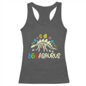 Easter Dinosaur Racerback Tank Top Kids Eggasaurus Easter Stegosaurus Dino Toddler Boys TS10 Dark Heather Print Your Wear