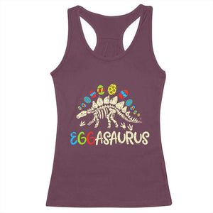 Easter Dinosaur Racerback Tank Top Kids Eggasaurus Easter Stegosaurus Dino Toddler Boys TS10 Maroon Print Your Wear