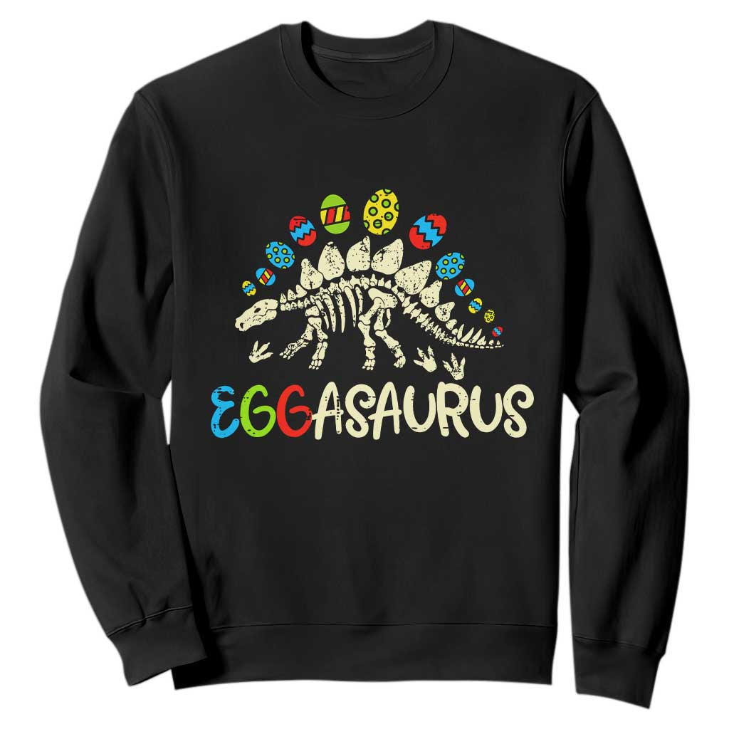 Easter Dinosaur Sweatshirt Kids Eggasaurus Easter Stegosaurus Dino Toddler Boys TS10 Black Print Your Wear