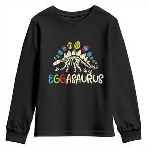 Easter Dinosaur Youth Sweatshirt Kids Eggasaurus Easter Stegosaurus Dino Toddler Boys TS10 Black Print Your Wear