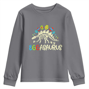 Easter Dinosaur Youth Sweatshirt Kids Eggasaurus Easter Stegosaurus Dino Toddler Boys TS10 Charcoal Print Your Wear