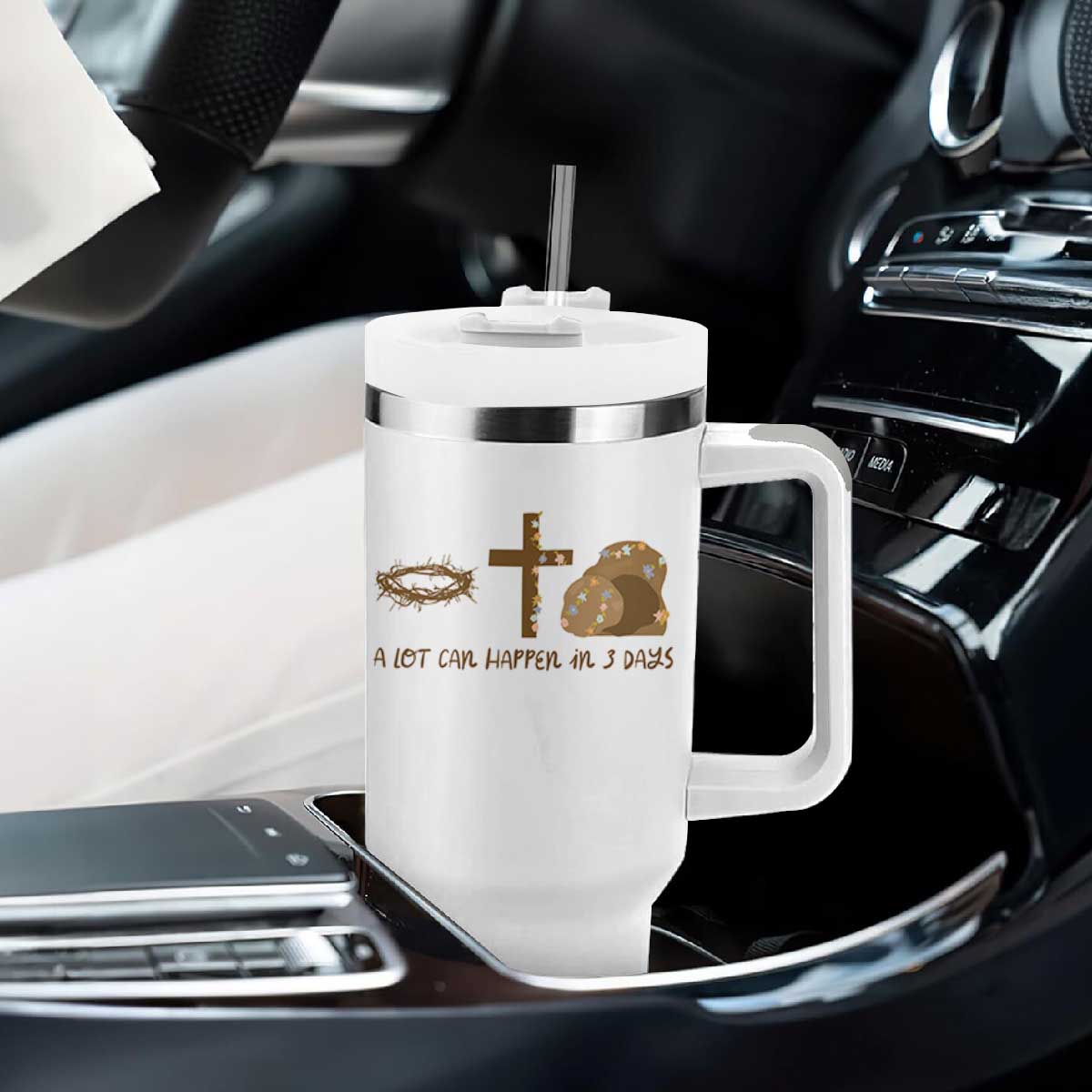 Christian Easter Tumbler With Handle A Lot Can Happen In Three Days TS10 Print Your Wear