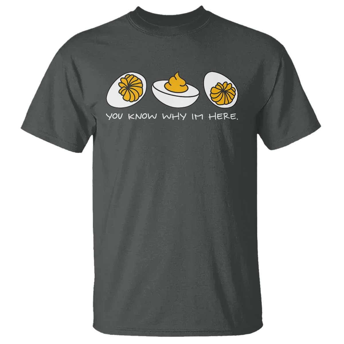 Funny Easter T Shirt You Know Why Im Here TS10 Dark Heather Print Your Wear