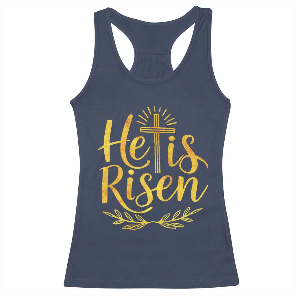 He Is Risen Racerback Tank Top Jesus Easter Religious Christians TS10 Navy Print Your Wear